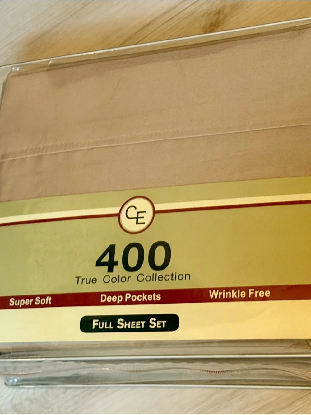 CE 400 Thread Count Full Sheet Set Taupe Brown Deep Pocket Wrinkle Free New